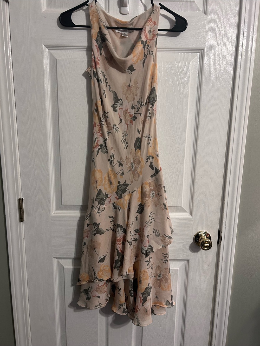Vintage Petite Sophisticate Floral Cowl Neck Midi Dress